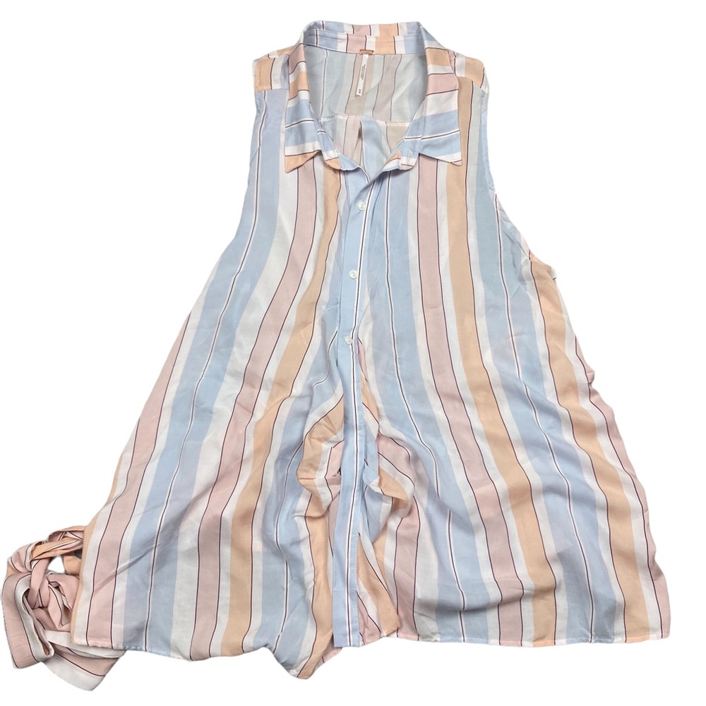 Free People Women's Mackenzie Wrap Button-Up Top Ivory Pastel Large NWT Size M